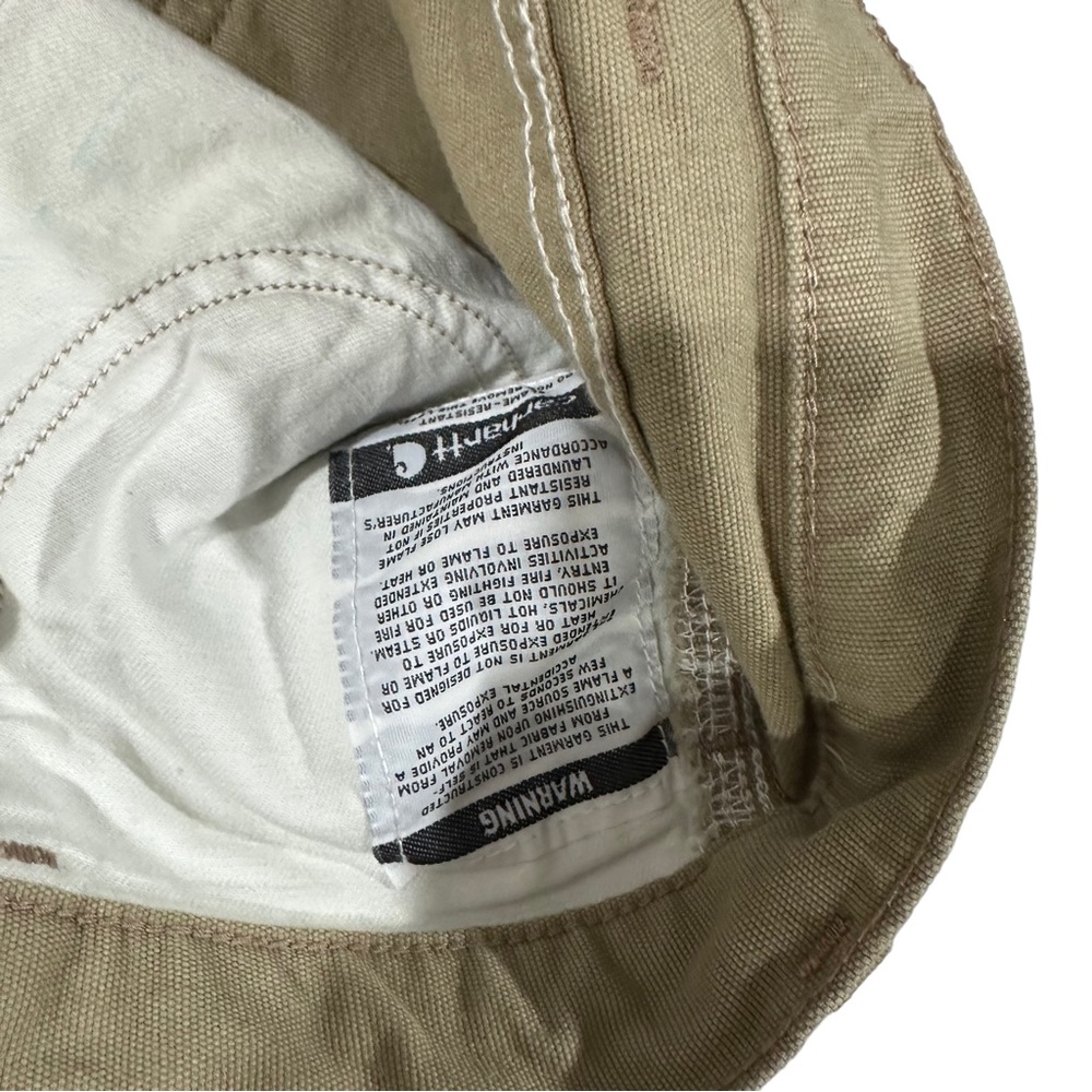 Carhartt Cat 2 Flame Resistant Tan Canvas Cargo Jeans Pants Sz 38x34 7 Pockets - Picture 6 of 15